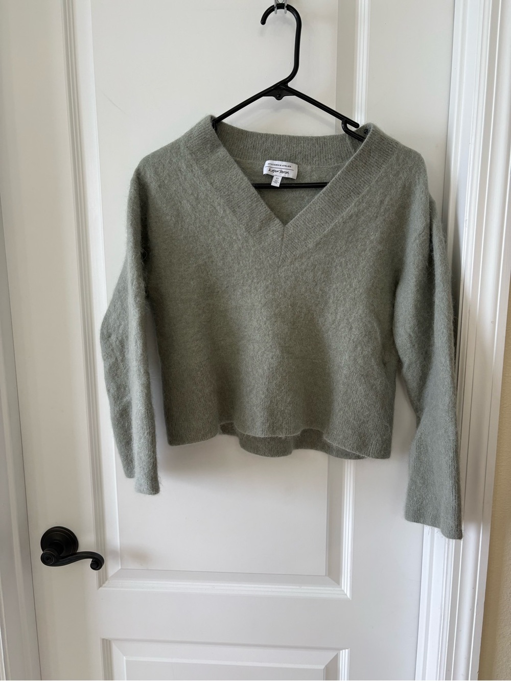 & Other Stories Alpaca Blend Sweater S Sage Green Fuzzy V Neck Pullover
